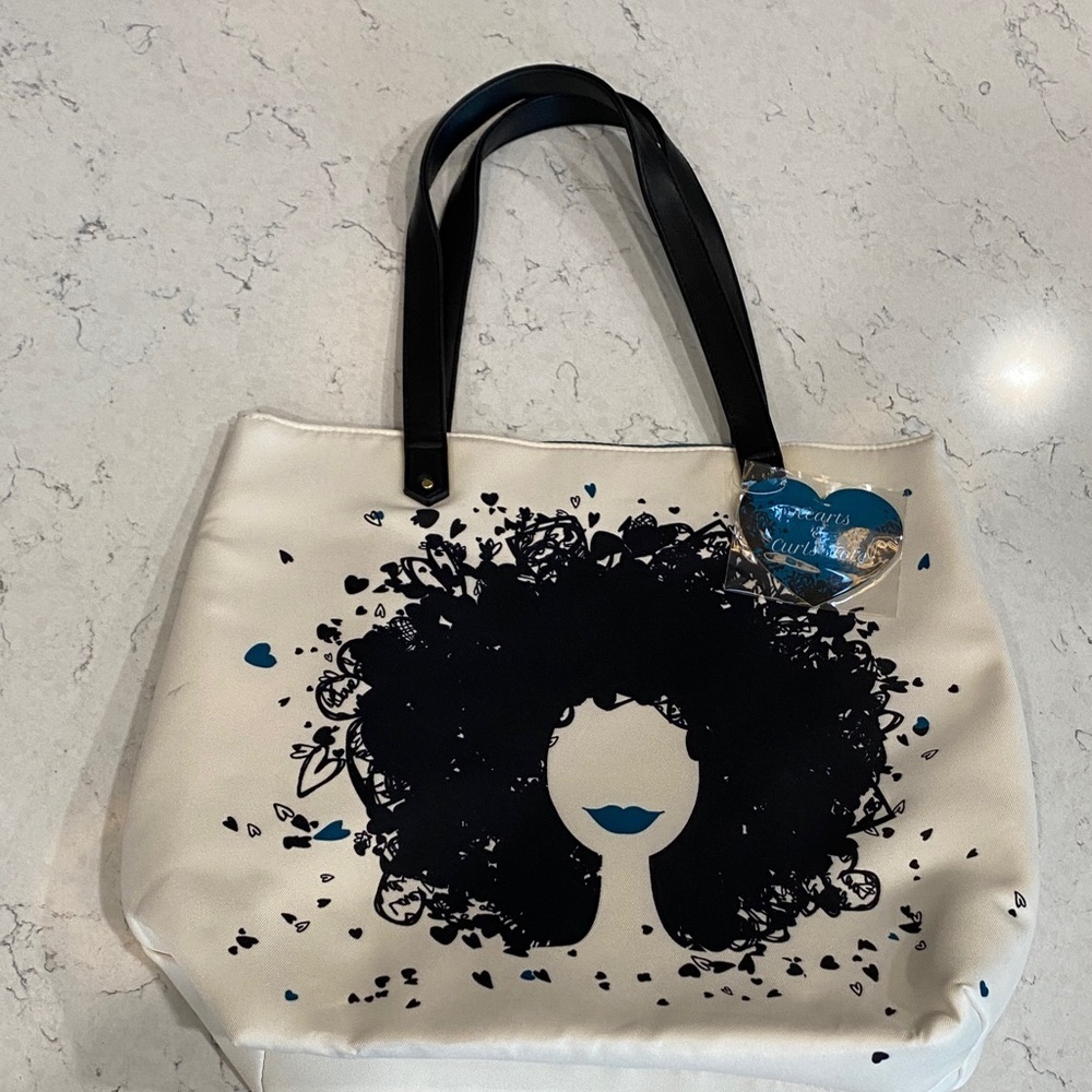 Stylish Cream and Black Tote Bag